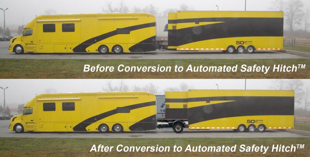 We can convert your bumper-pull to a 5th wh. utilizing the Automated Safety Hitch